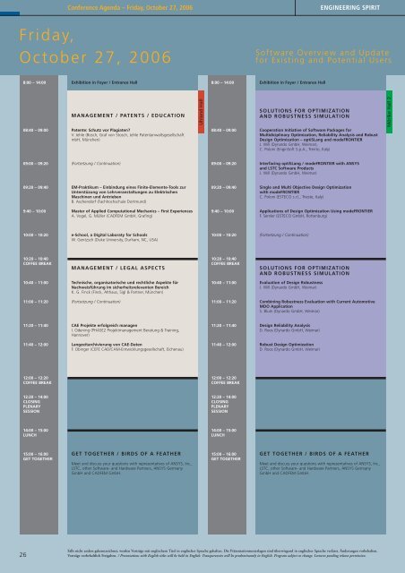 conference program - ANSYS Conference & CADFEM Users´ Meeting