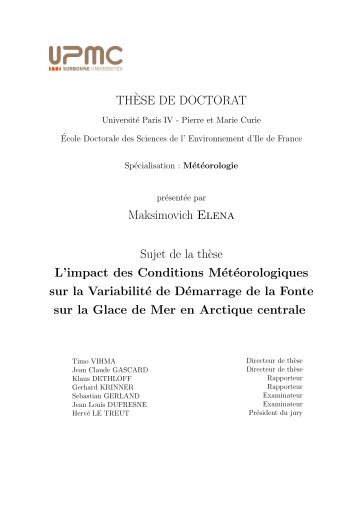 TH`ESE DE DOCTORAT Maksimovich Elena Sujet de la ... - Archimer