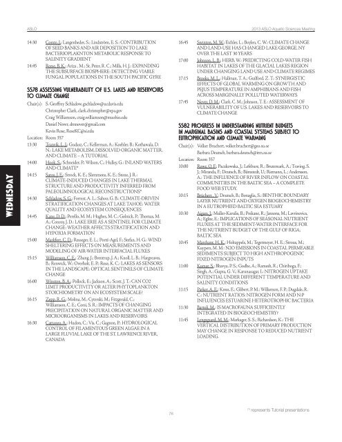 CONFERENCE PROGRAM - ASLO