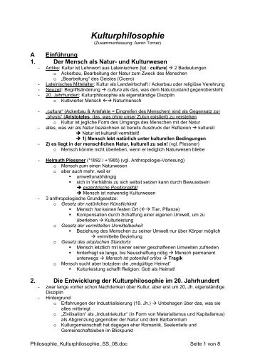 Kulturphilosophie (SS 08, Aaron Torner) - vaticarsten.de