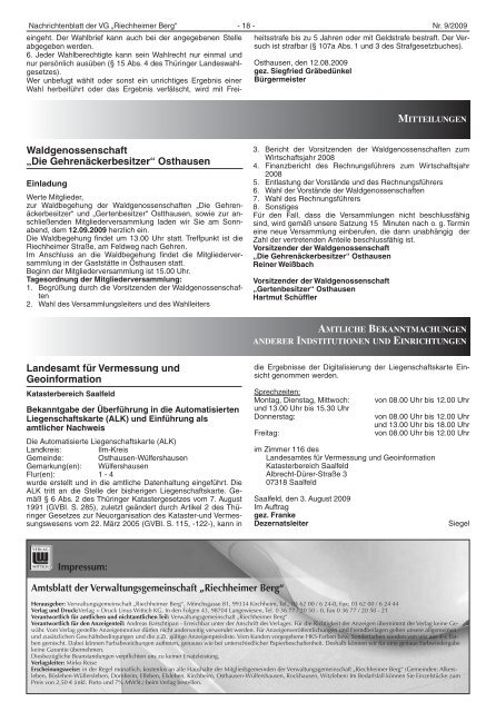 amts- und nachrichtenblatt - VG Riechheimer Berg