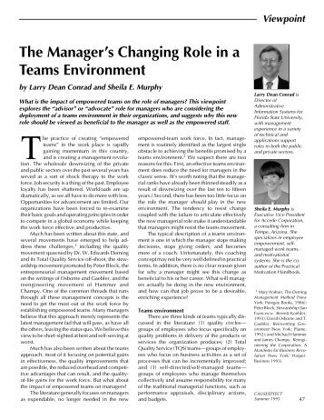 The Manager's Changing Role in a Teams Environment - Educause