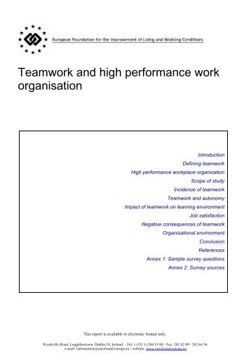 Teamwork and high performance work organisation - Eurofound ...