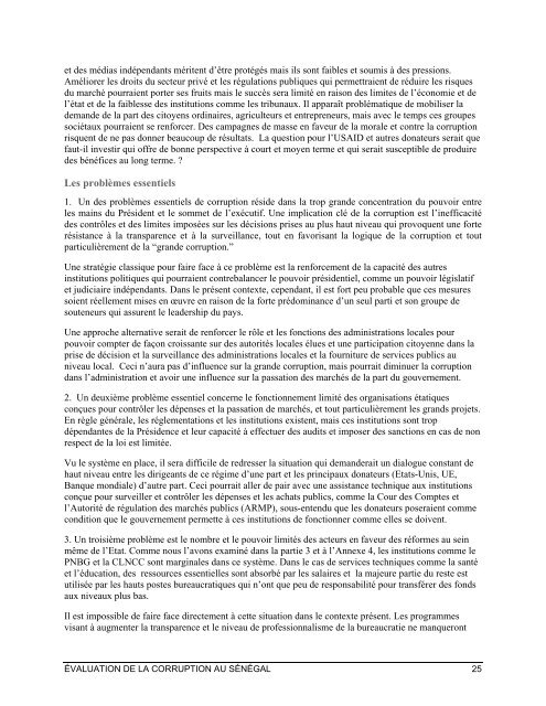 ÉVALUATION DE LA CORRUPTION AU SÉNÉGAL