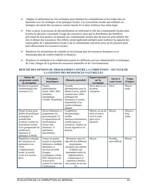 ÉVALUATION DE LA CORRUPTION AU SÉNÉGAL