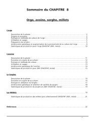 Sommaire du CHAPITRE 8 Orge, avoine, sorgho, millets