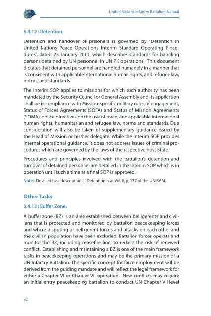 United Nations Infantry Battalion Manual - the United Nations