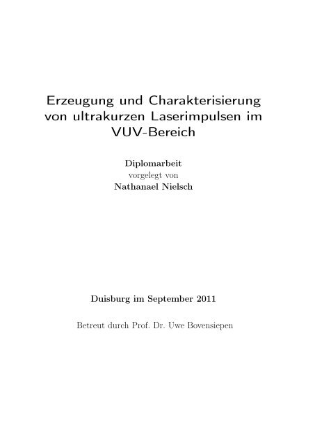 Erzeugung und Charakterisierung von ultrakurzen Laserimpulsen ...