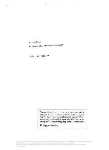 PDF-Datei: Bildung als Selbsterkenntnis - Egon Schütz Archiv