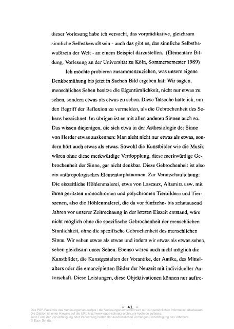 Bild und Bildung im Zeichen der - Egon Schütz Archiv - Universität ...