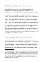 Die Entwicklung der Mathematik an der Universität Leipzig