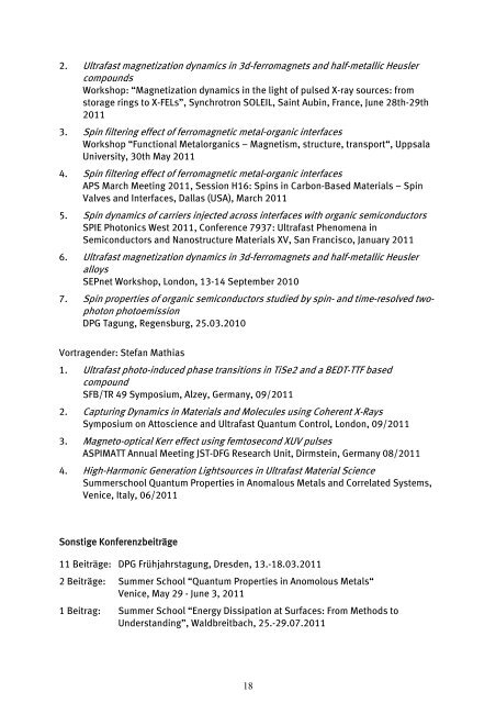 Forschungsbericht 2010 - 2011 - Fachbereich Physik der Universität ...