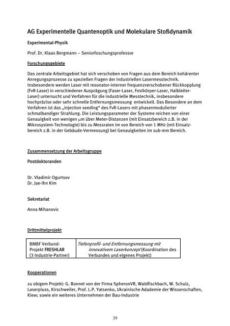 Forschungsbericht 2010 - 2011 - Fachbereich Physik der Universität ...