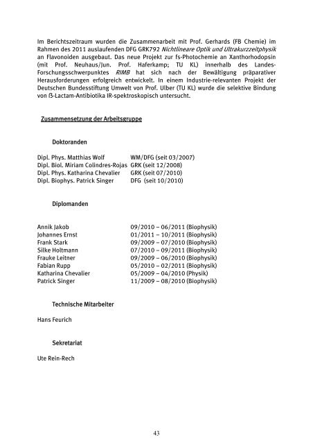 Forschungsbericht 2010 - 2011 - Fachbereich Physik der Universität ...