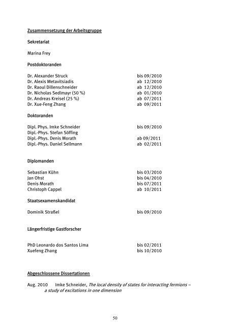 Forschungsbericht 2010 - 2011 - Fachbereich Physik der Universität ...