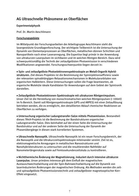 Forschungsbericht 2010 - 2011 - Fachbereich Physik der Universität ...