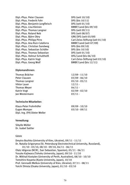 Forschungsbericht 2010 - 2011 - Fachbereich Physik der Universität ...