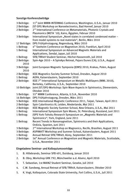 Forschungsbericht 2010 - 2011 - Fachbereich Physik der Universität ...