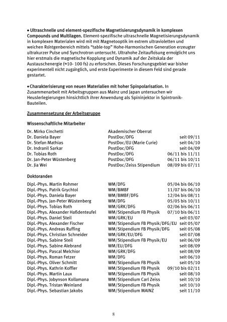 Forschungsbericht 2010 - 2011 - Fachbereich Physik der Universität ...