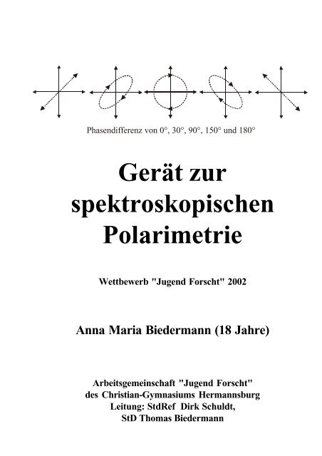 Gerät zur spektroskopischen Polarimetrie - Jufo Hermannsburg