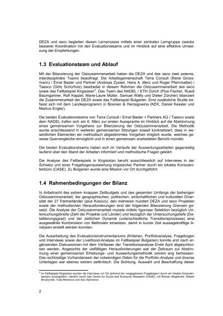 12 Jahre Ostzusammenarbeit - Evaluation 2003/4 - Band 2 - DEZA