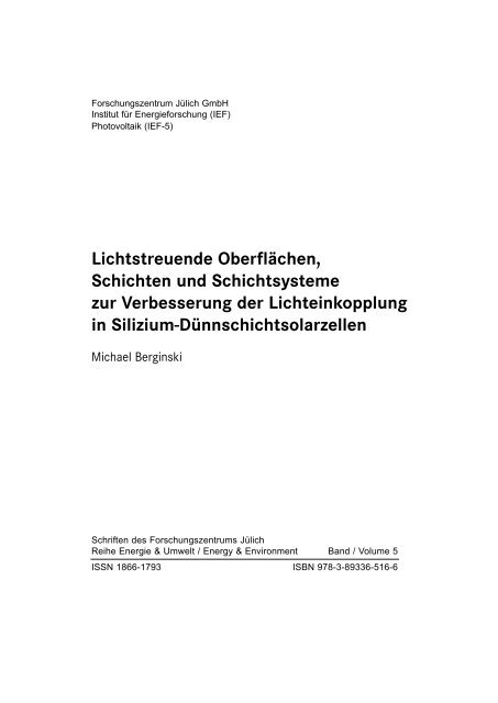 Lichtstreuende Oberflächen, Schichten und Schichtsysteme zur ...