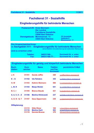 Fachdienst 31 - Sozialhilfe - Kreis Stormarn