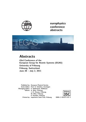 Book of Abstracts - 43rd EGAS Congress - Fribourg