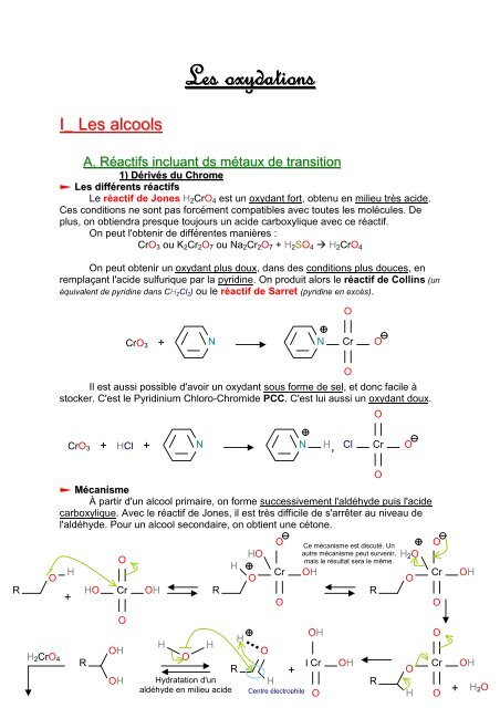 Les oxydations - Chez