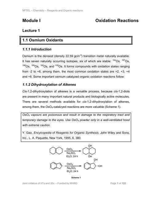 Module I Oxidation Reactions - NPTel