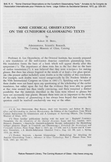 "Some Chemical Observations on the Cuneiform Glassmaking Texts."