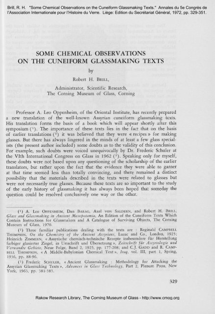"Some Chemical Observations on the Cuneiform Glassmaking Texts."