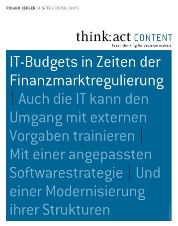 IT-Budgets in Zeiten der Finanzmarktregulierung - Roland Berger