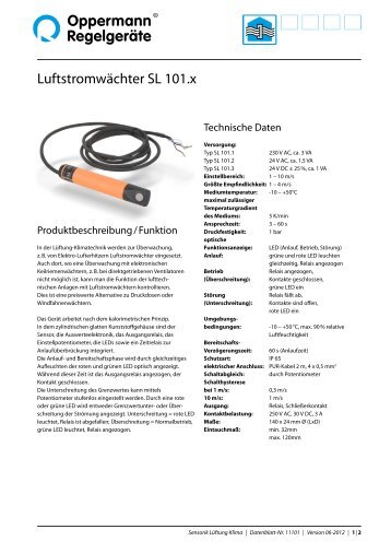 Luftstromwächter SL 101.x - Oppermann Regelgeräte GmbH