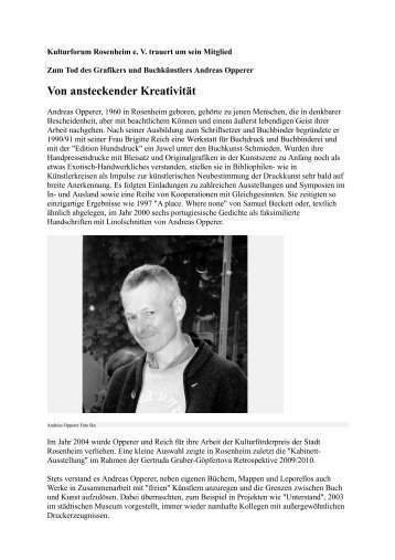 Zum Tod des Grafikers und Buchkünstlers Andreas Opperer