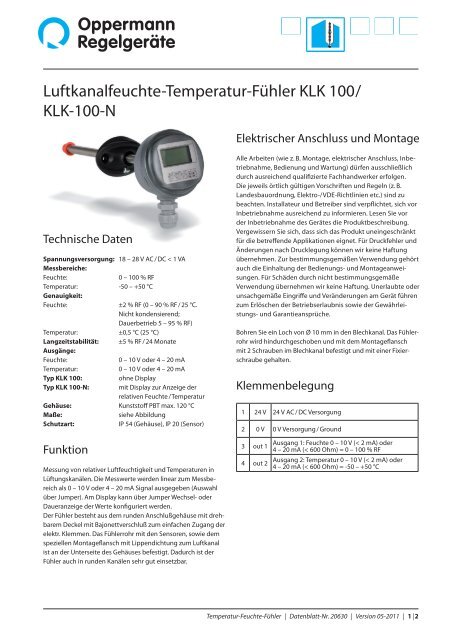 Datenblatt-Nr. 20630 - Oppermann Regelgeräte GmbH