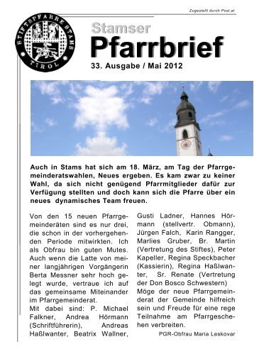 33. Ausgabe - Stiftspfarre Stams