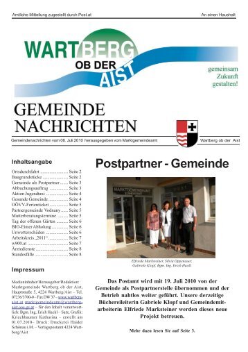 Postpartner - Gemeinde - Wartberg ob der Aist