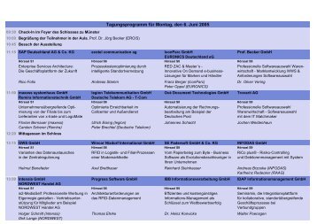 Tagungsprogramm für Montag, den 6. Juni 2005