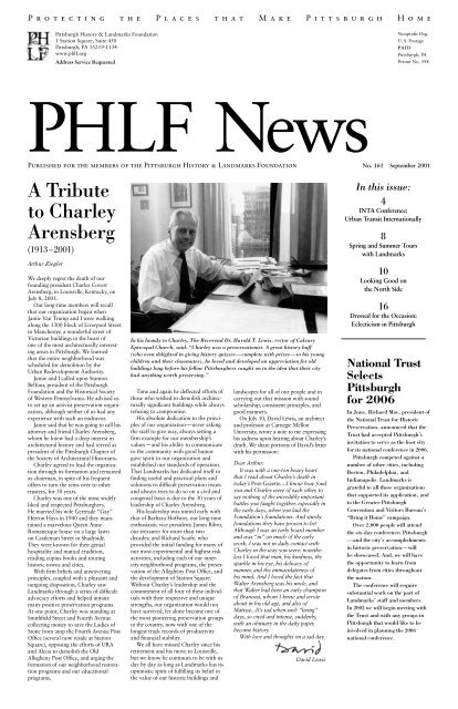 PHLF News Publication - Pittsburgh History & Landmarks Foundation
