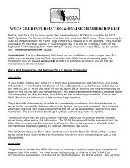 WSCA CLUB INFORMATION & ONLINE MEMBERSHIP LIST