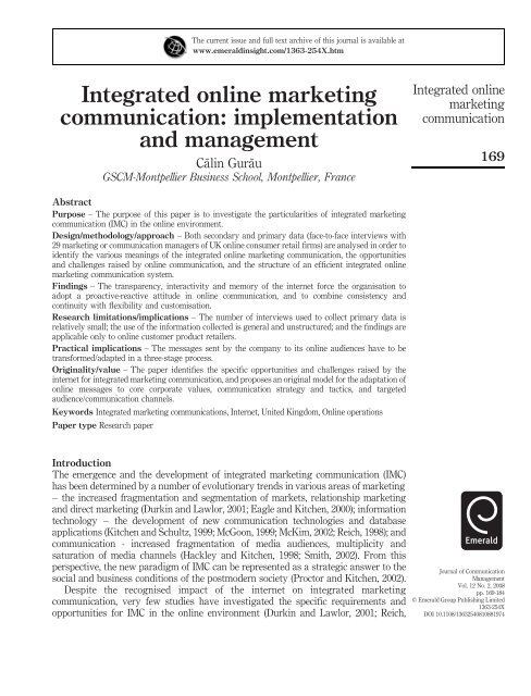 Integrated online marketing communication ... - Directory UMM