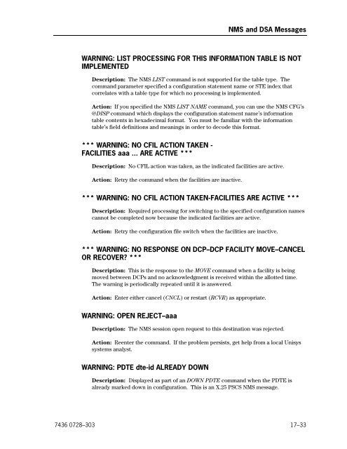 DCP Series Telcon Message Manual - Public Support Login - Unisys