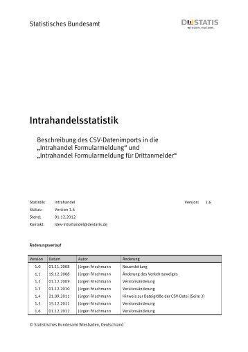 Intrahandelsstatistik; Beschreibung des IDEV CSV-Datenimports