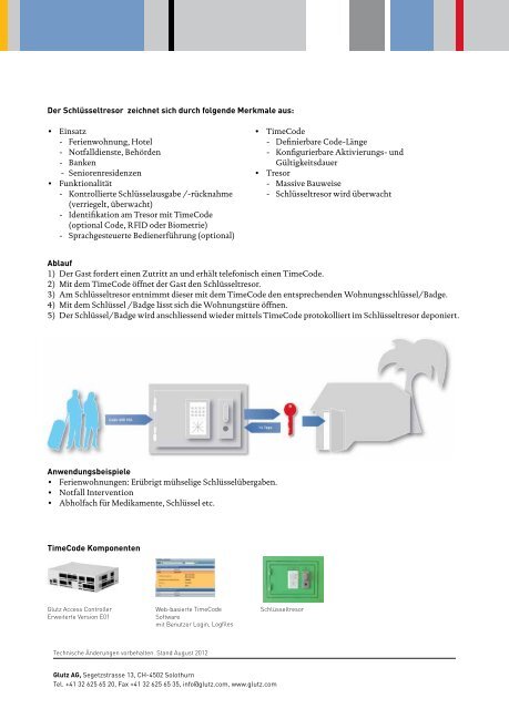 Schlüsseltresor mit TimeCode (PDF) - Glutz