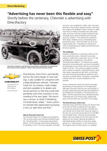 Case Study «Chevrolet Suisse SA, Glattbrugg - Swiss Post