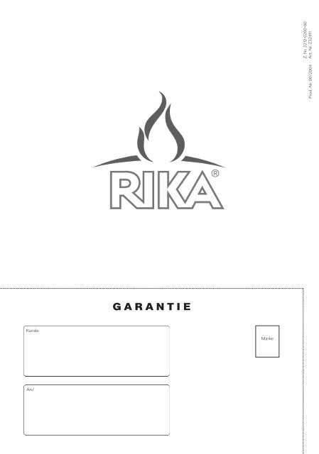 GARANTIE - Rika