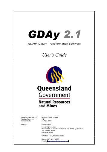 GDAy Users Guide - Department of Environment and Resource ...