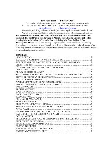 SDF News Sheet February 2008 This monthly electronic news sheet ...