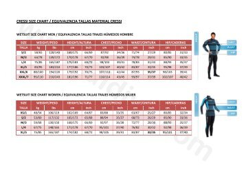 Guía de Tallas de Trajes Cressi